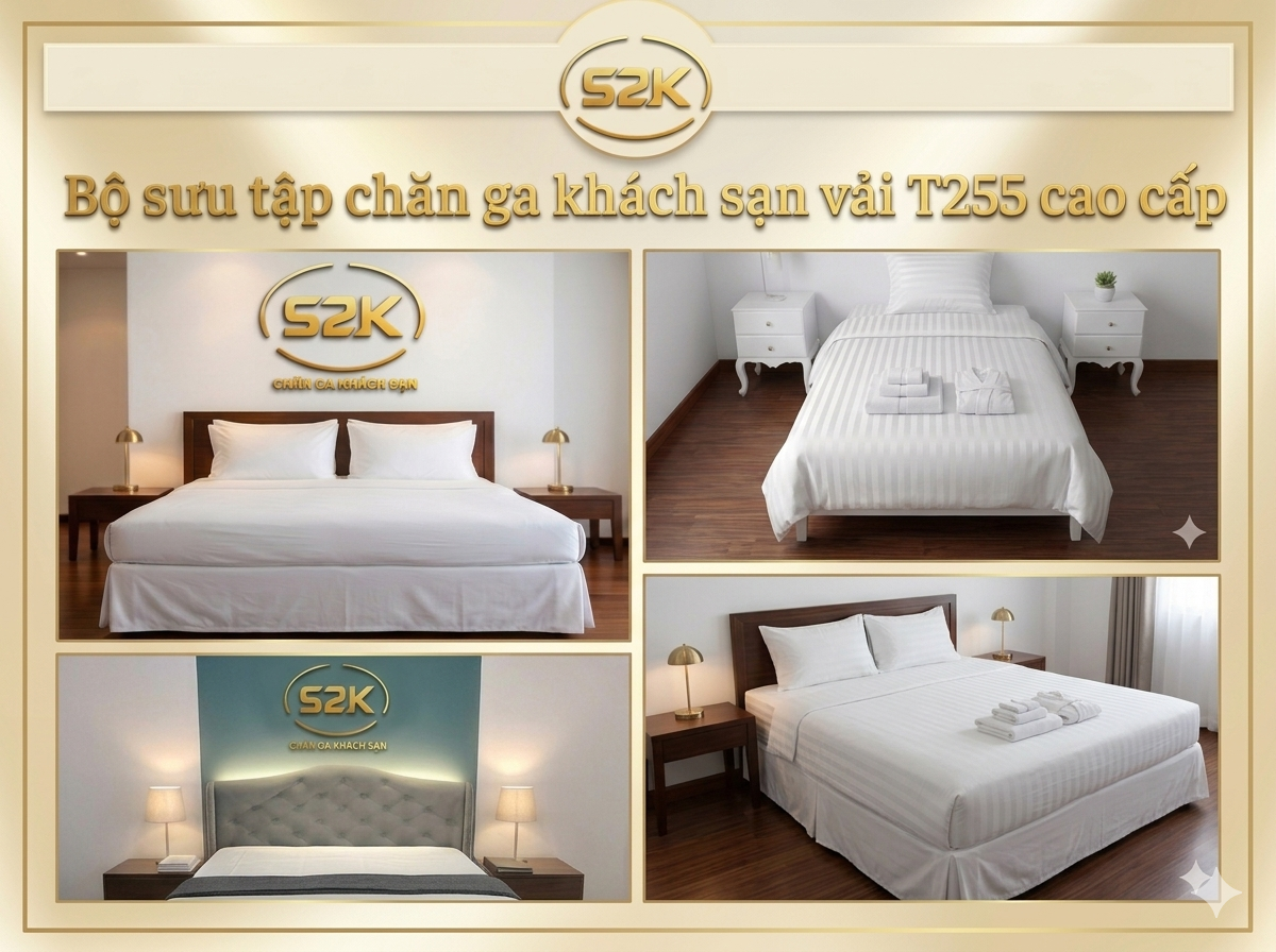S2K - BỘ CHĂN GA KHÁCH SẠN VẢI T255 - Ảnh 2